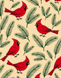 Red Cardinals Green Pine Branches Rug