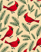 Red Cardinals Green Pine Branches Rug