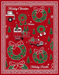 Merry Christmas Holiday Trucks Wreaths Trees Rug