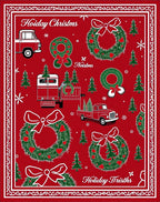 Merry Christmas Holiday Trucks Wreaths Trees Rug