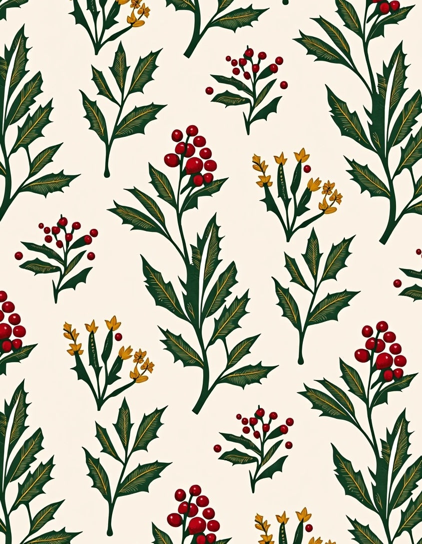 Deep Forest Holly Berry Garland Rug