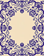 Deep Blue Floral Scroll Frame Rug