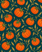 Orange Pumpkin Wheat Field Pattern Rug