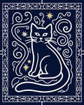 Whimsical Night Sky Cat Swirls Rug