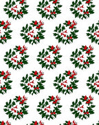 Green Red Berry Wreath Repeating Rug