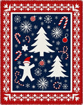 Festive Red White Christmas Trees Rug