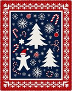 Festive Red White Christmas Trees Rug