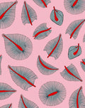 Pink Red Abstract Leafy Shapes Rug