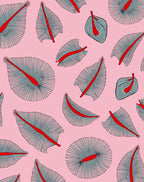 Pink Red Abstract Leafy Shapes Rug