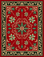 Ornate Red Floral Medallion Tapestry Rug