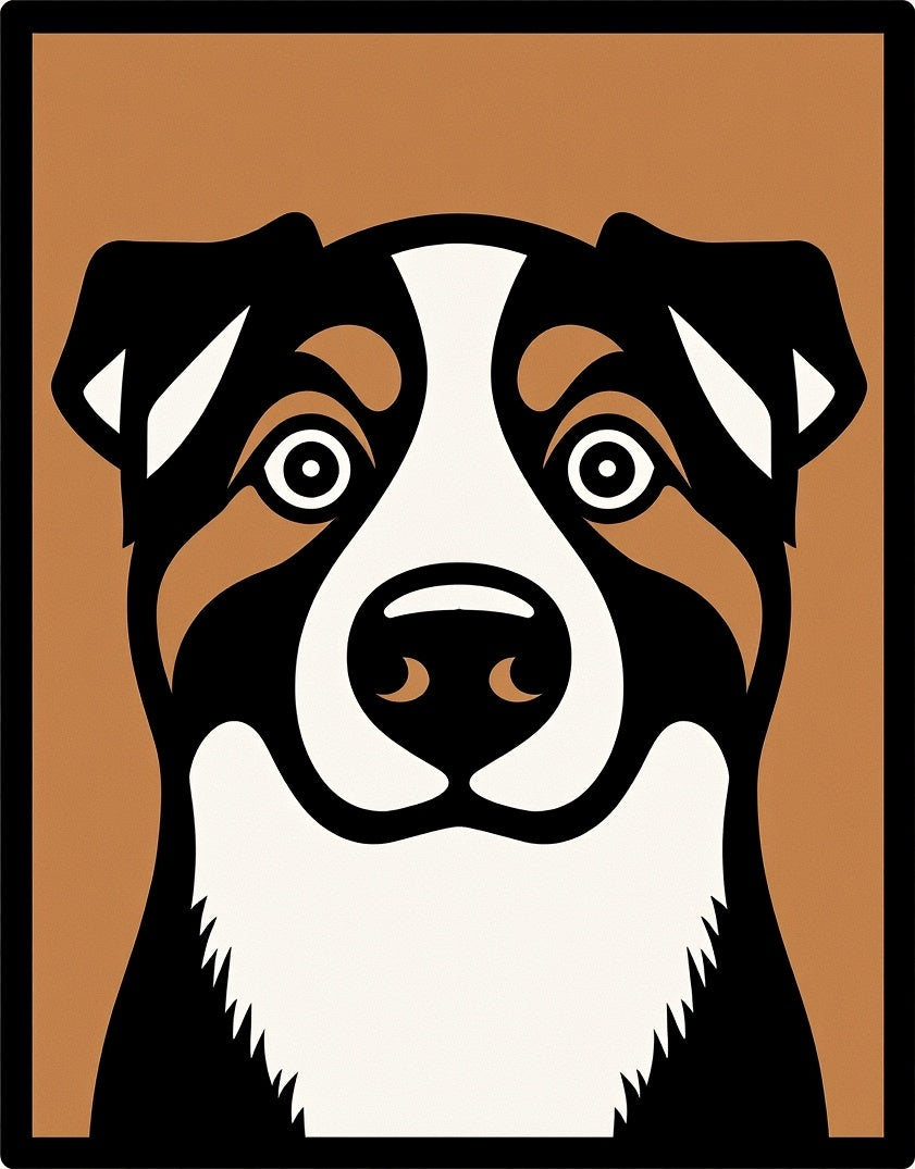 Bold Black Brown Dog Face Rug
