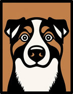 Bold Black Brown Dog Face Rug