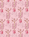 Pink Botanical Sketch Repeating Pattern Rug