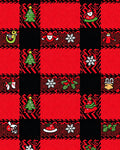Red Black Buffalo Plaid Christmas Icons Rug