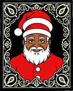 Festive Black Santa Portrait Frame Rug