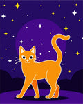 Orange Cat Under Starry Night Sky Rug