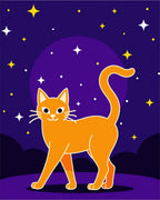 Orange Cat Under Starry Night Sky Rug