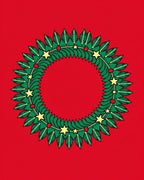 Green Leafy Garland With Yellow Stars Rug