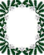 Green Fir Branch Whimsical Border Rug