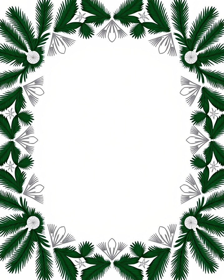 Green Fir Branch Whimsical Border Rug