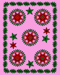 Pink Red Green Star Medallion Border Rug