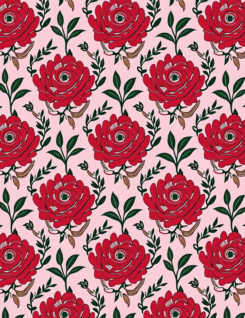 Crimson Red Garden Flower Repeat Rug