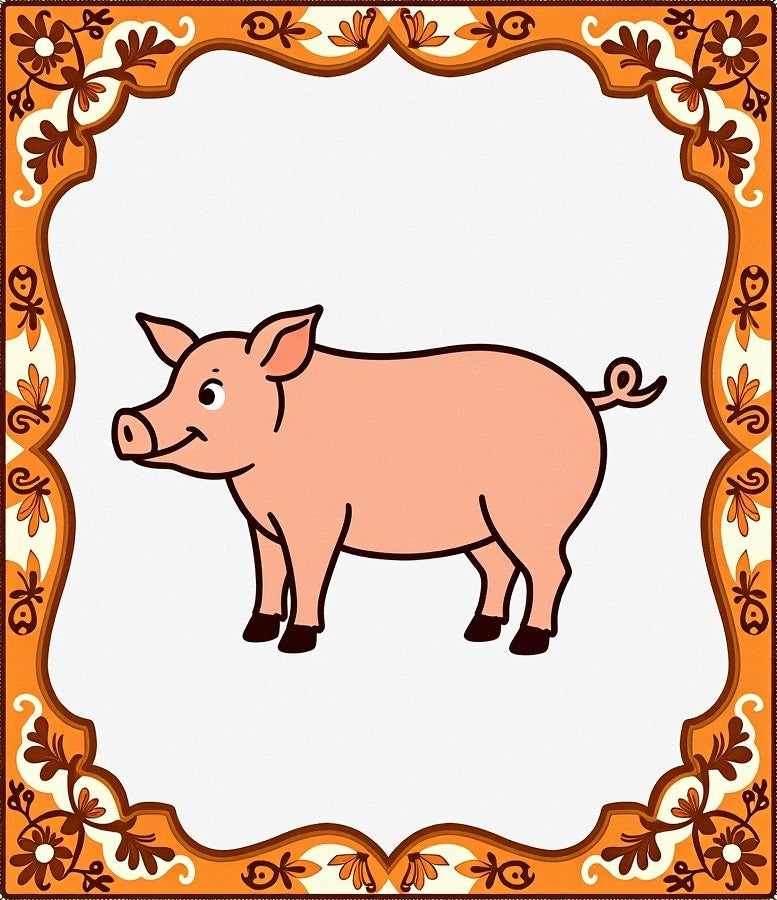 Pink Piglet Floral Border Rug