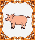 Pink Piglet Floral Border Rug