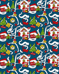 Whimsical Christmas Village Tree Motif Rug