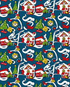 Whimsical Christmas Village Tree Motif Rug