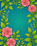 Coral Pink Rose Vine Border Rug