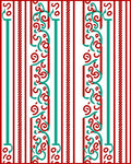Red Teal Vertical Stripe Swirl Rug