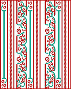 Red Teal Vertical Stripe Swirl Rug