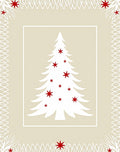 Simple White Christmas Tree Red Stars Rug