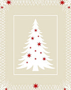 Simple White Christmas Tree Red Stars Rug