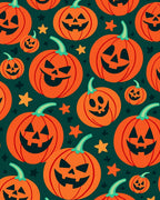 Orange Jack O Lantern Halloween Stars Rug