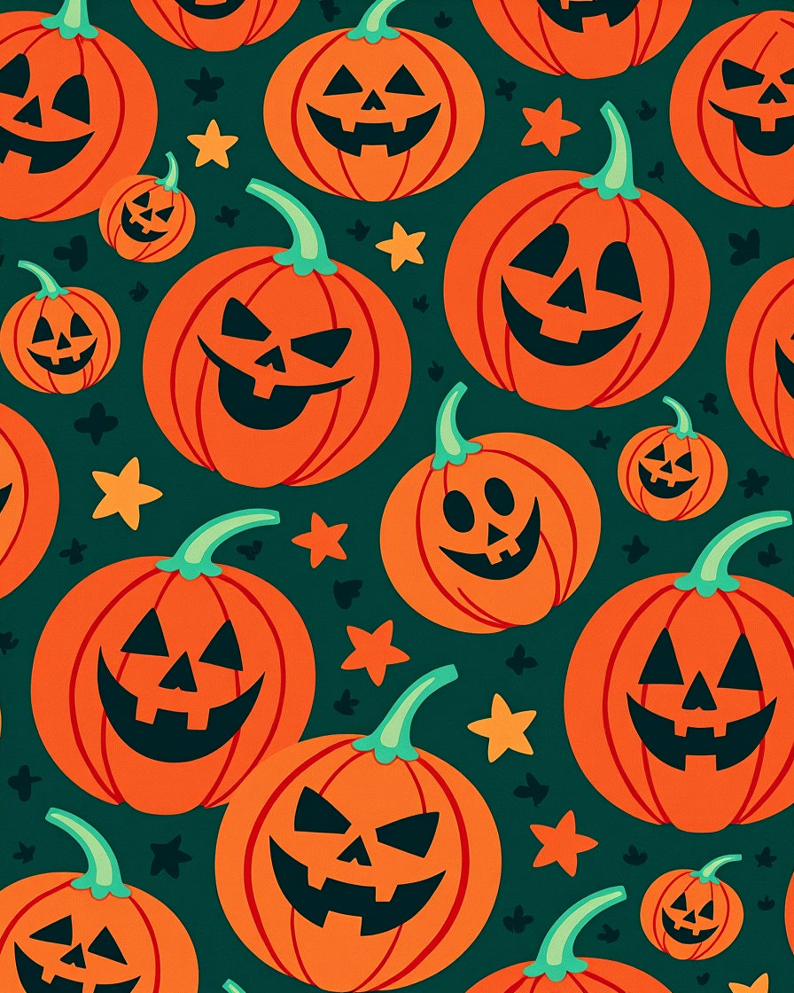 Orange Jack O Lantern Halloween Stars Rug