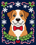 Festive Dog Holly Candy Cane Snowflakes Rug