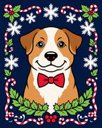 Festive Dog Holly Candy Cane Snowflakes Rug