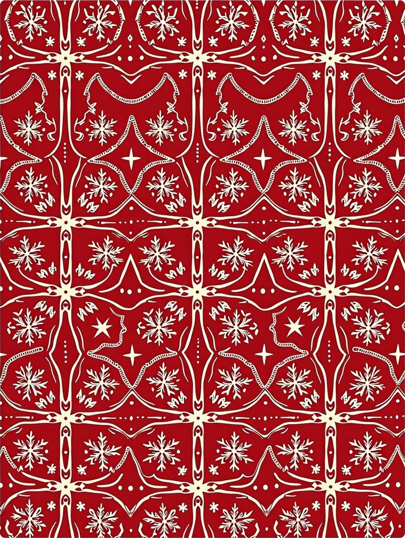 Crimson Snowflake Vintage Decorative Medallion Rug