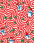 Jolly Snowmen Red Swirl Holiday Rug