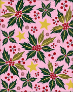 Pink Festive Holly Berry Star Rug