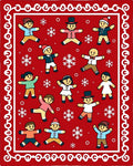 Festive Red Christmas Kids Snowflakes Border Rug