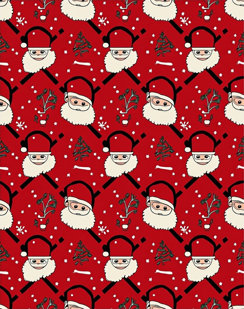 Christmas Red Santa Claus Trees Rug