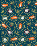 Orange Fish Pine Branch Ornament Rug