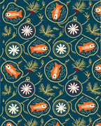Orange Fish Pine Branch Ornament Rug