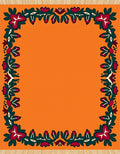Vibrant Orange Floral Border Rug
