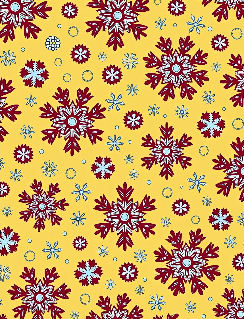 Crimson White Snowflake Collage Yellow Rug
