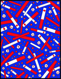 Red White Baseball Blue Jumble Rug