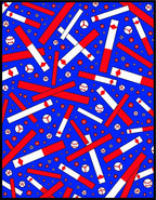 Red White Baseball Blue Jumble Rug